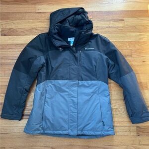 Columbia Three-Tone Hooded Jacket in Black and Gray